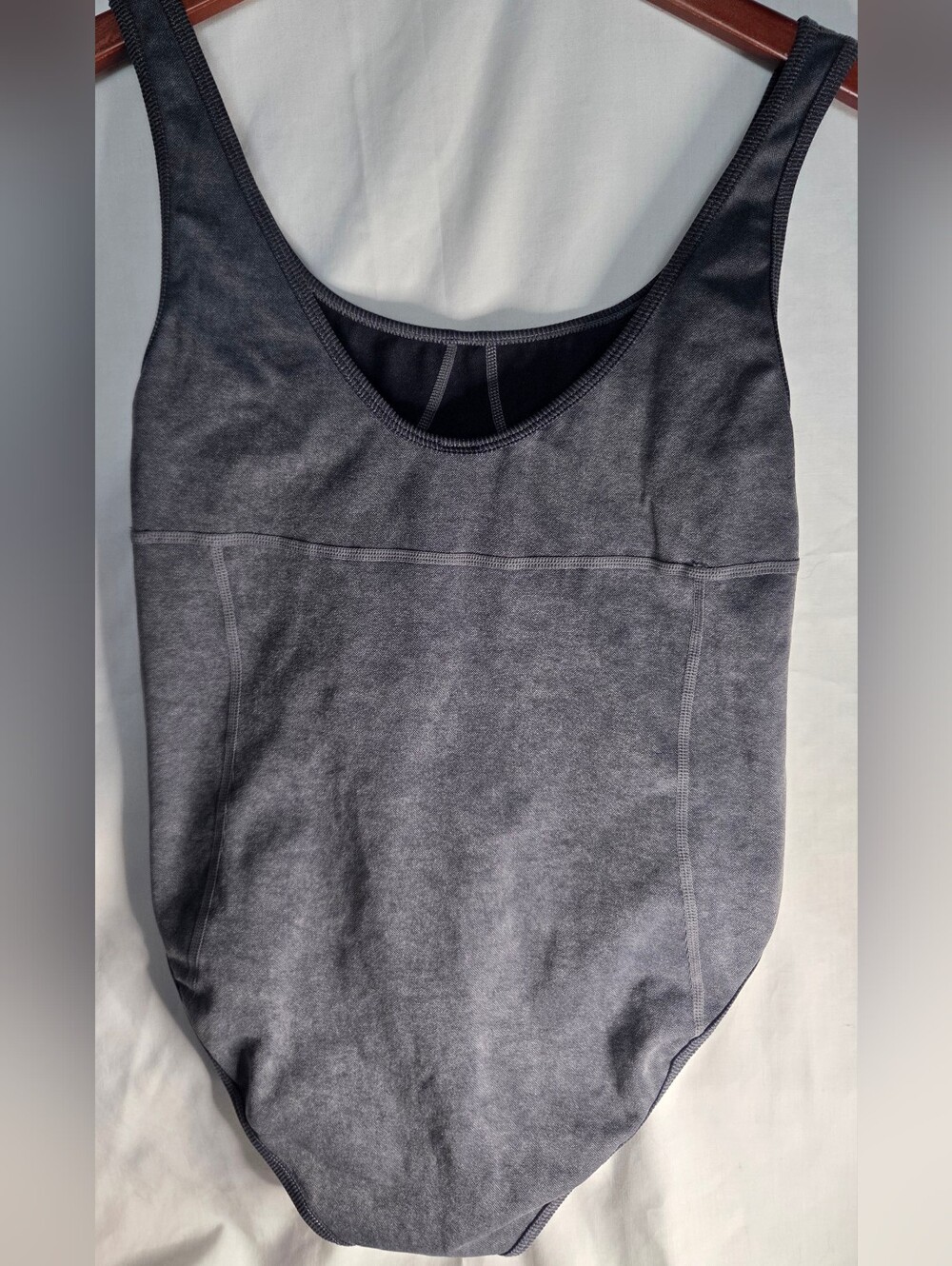 Anewsta Womens Square Neck Sand Washed Charcoal Tank Bodysuit Sz XL